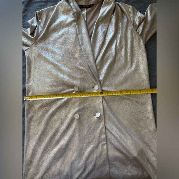 ZARA Silver metallic faux suede jacket blazer-style dress - Picture 5 of 5